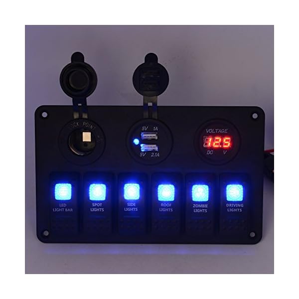 BlueFire-Waterproof-6-Gang-Waterproof-Car-Auto-Boat-Marine-LED-Rocker-Switch-Panel-Circuit-Breakers-Digital-Voltmeter-12V-Cigarette-Socket-Double-USB-Power-Charger-Adapter BlueFire-Waterproof-6-Gang-Waterproof-Car-Auto-Boat-Marine-LED-Rocker-Switch-Panel-Circuit-Breakers-Digital-Voltmeter-12V-Cigarette-Socket-Double-USB-Power-Charger-Adapter