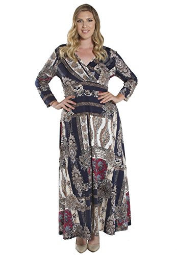Sealed With A Kiss Designs Womens Plus Size 3/4-Sleeve Maxi Aurora Maxi Dress - 6X blue