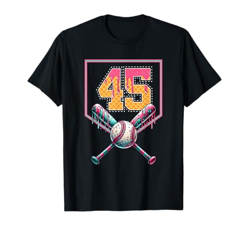 Baseball Drip Number 45 Player Or 45th Birthday T-Shirt