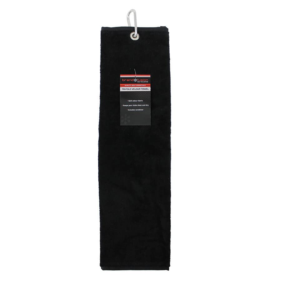 Brand Fusion Tri-Fold Velour Black Towel