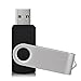 JUANWE 32GB 10 Pack USB Flash Drive Bulk USB 2.0 Thumb Drive Jump Drive Fold Storage Swivel Memory Stick with Key Ring Design Portable Pen Drive, Black