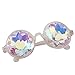 Round Kaleidoscope Glasses Rainbow Prism Sunglasses for Women Men OULYLAN Party Rave Festival Glasses with Grey Sun Glasses Cloth Bag