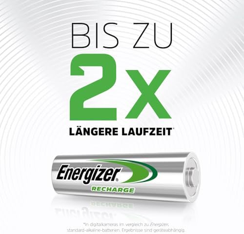 Recharge Universal - AA Akkus (4 Stück) - 1300 mAh NiMH Batterien - Bis zu 5 Jahre nutzbare Batterielebensdauer - Bis zu 1000 mal wiederaufladbar - 100% plastikfreie Recycelbar Verpackung