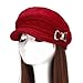 Surblue Lady Crystal Bow Warm Cabled Angora Knit Winter Beanie Crochet Beret Hats Newsboy Caps,Red,One Size