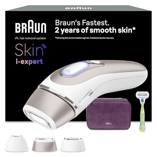 Braun i·Expert Lumiere Pulsee Intelligent Skin Epilator, Home Laser Alternative, Semi-Definitive Hair Reduction, Application, Pouch, Womens Shaver Gillette Venus, 3 Heads, PL7263