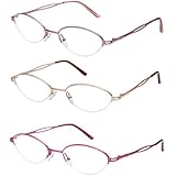 LianSan Designer Reading Glasses for Women Metal Round Frame Ladies Reader (3 Pack,Purple Gold Pink,3.75 Strength)