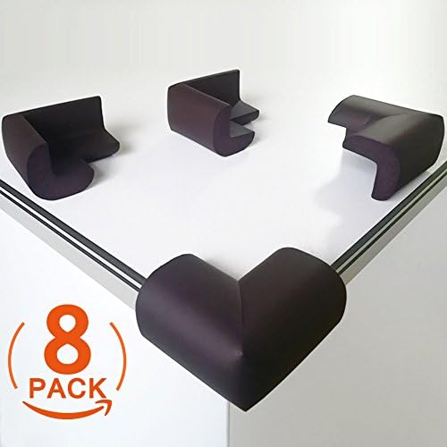[8 Pack] Child Safety Corner Protectors, Canwn Soft Foam Baby Proofing Corner Guards Right Angle No Smell Table Corner Protectors for Baby and Kids(Brown)