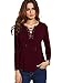 SheIn Women's Lace Up Curved Hem Long Sleeve T-shirt Top