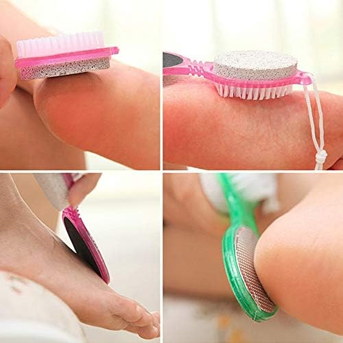 RoadRoma 4 In 1 Pedicure Tool Foot Nail Buffer Brush Callus Rasp Scrubs Pumice Stone