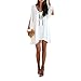 Chen Women Summer Casual Sleeveless Party Evening Cocktail Col-v Mini Dress (12, White)