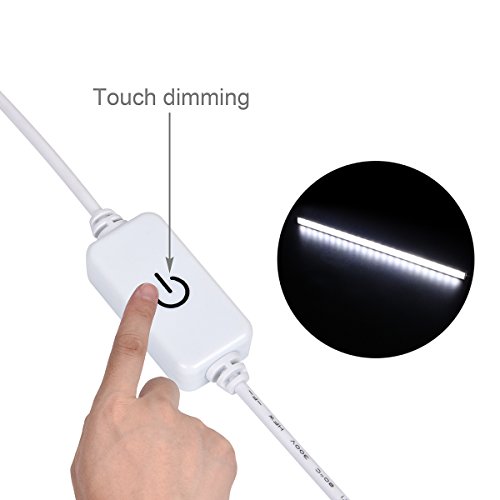SUNWOW Dimmable USB 24LED Reading Strips Craft Light Portable Eye-Care LED Desk Reading Lamp for Work Tables,Makeup Mirror,Fish Tank,Music Stands, Reading,Mixing Tables (Cool White 6500K)