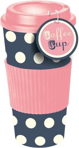 Pink & Blue Polka Dot Thermal Insulated Tea Coffee Mug Cup Travel Takeaway & Lid (Best Coffee Travel Mug Canada)