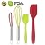 SET OF 4 Professional Quality Silicone Whisks , Spatulas For Cooking .Bright Red and Green Colors. Stainless Steel Coated, Heat Resistant, Dishwasher Safe