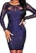 ZKESS Women Long Sleeves Club Party Lace Bodycon Dress S Size Royal Blue