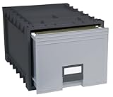 Storex Archive Storage Box for Letter Size Hanging Files, 18-Inch Depth, Black/Grey (61179U01C)