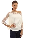 PattyBoutik Women's Lace One Shoulder Kimono Sleeve Top
