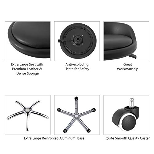 Grace & Grace Professional Gilder Series Extra Large Seat with Comfortable Backrest Rolling Swivel Pneumatic Adjustable Heavy Duty Stool for Shop, Salon, Office and Home (Black)