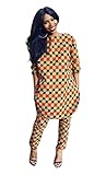 Doris Women's African Print 3/4 Sleeve Tops and Long Pants Set