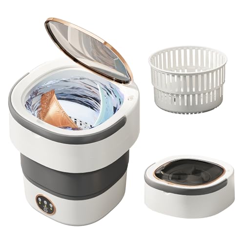 Portable Washing Machine 20L —Small Foldable Washer with Spin Basket, Mini Laundry Machine for Travel, Dorms, Camping, Ideal for Baby Clothes, Underwear, Socks Gray
