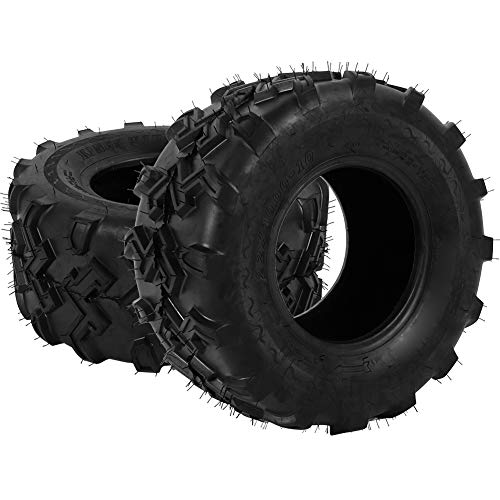 Qiilu Dual ATV UTV Tires 22x10-10 6 PR Tubeless Tires, Off-Road ATV Mud Tires, Rubber Sport Tires Replacement for Go Kart, Golf Cart, Lawn Mower, Quad ATV, UTV (2 PCS)