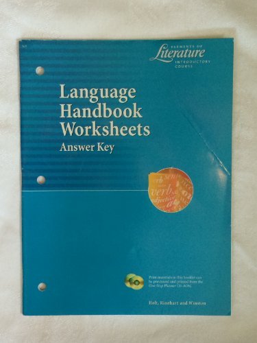 Language Handbook Worksheets Answer Key (Elements of Literature Introductory Course)
