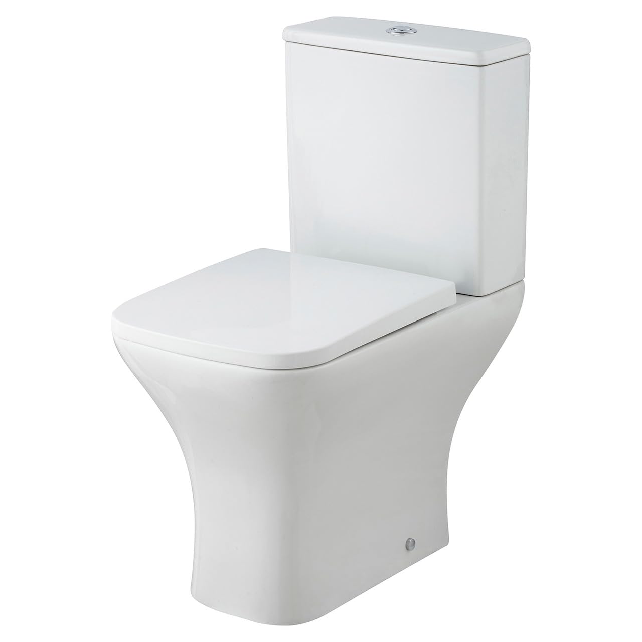 Nuie NCG450 Ava Modern Bathroom Rimless Coupled Toilet Pan, Dual Flush Cistern and Soft Close Seat, White