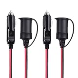 Cable Matters 2-Pack 12V Cigarette Lighter Extension Cord (12V Extension Cord) with 15A Fuse - 15 Feet