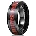 King Will NATURE 8mm Black Tungsten Carbide Ring Wood Inlay Wedding Band High Polished Finish Comfort Fit