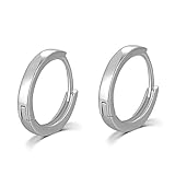 MBLife 925 Sterling Silver Polished Finish Unisex Huggie Mini Hoop Earrings (15mm Diameter)