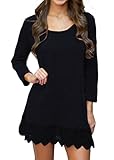 Songbai Women's Long Sleeve Casual Loose Tunic Tops A-line Lace Stitching T-Shirt Dress