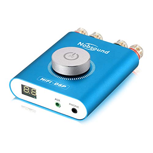 Nobsound NS-20G 200W Mini Bluetooth 5.0 Power Amplifier 2.0 Channel Wireless Receiver Hi-Fi DSP Stereo Headphone Audio Amp LED Display (Blue)