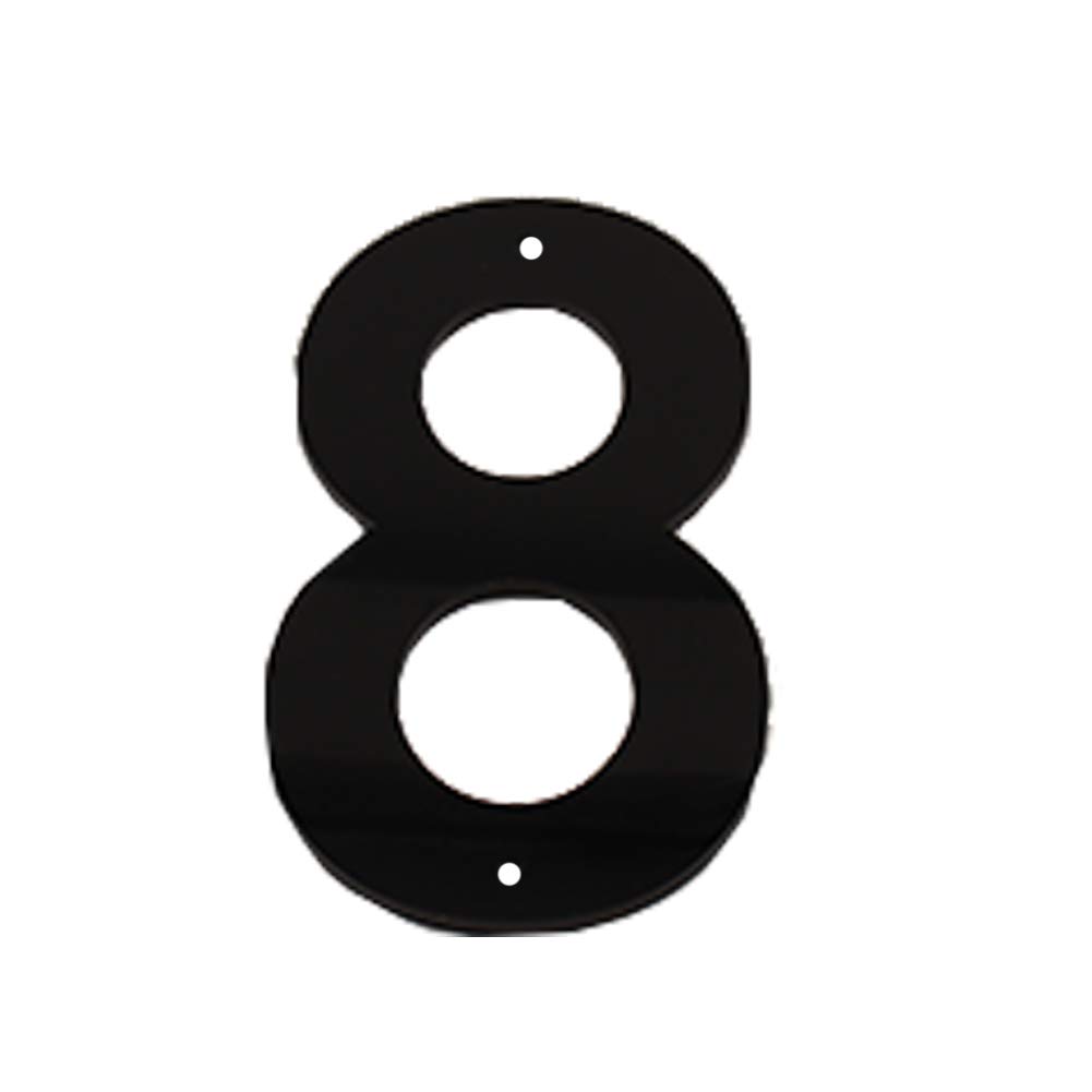 House Number Sign 6 Inch (15 cm) Large Modern Acrylic Plastic Door Numbers, Thick Signage Plaque Self-adhesive & Screws Street Home Address Number Mailbox Numbers, Black [Number 8]