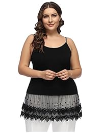 Camisola de encaje para dama, talla grande, con capas, con extensor