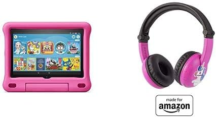 Amazon Com Fire Hd 8 Kids Tablet 32gb Pink With Playtime Ages 3 7 Bluetooth Headset Kindle Store
