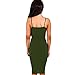 YS.DAMAI Women's Sexy Deep V Neck Sleeveless Spaghetti Strap Bodycon Wrap Dress Front Slit Bandage Midi Club Dress(ArmyGreen,S)