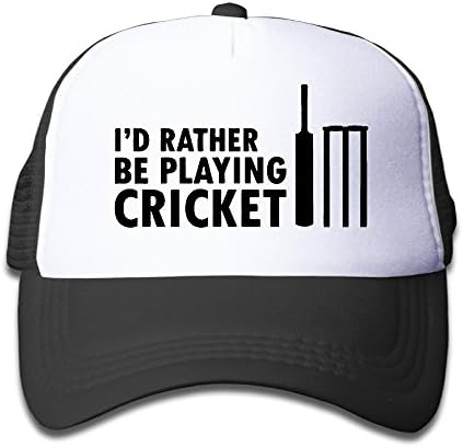 I'd Rather Be Playing Cricket Mesh Hat Trucker Style Outdoor Sports Baseball Cap With Adjustable Snapback Strap For Kid's Pink