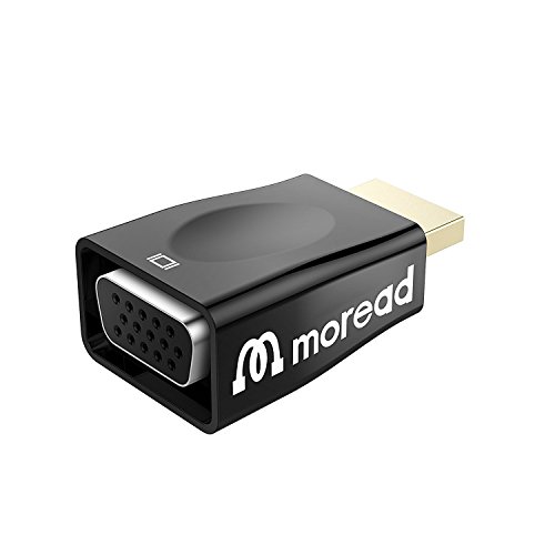 HDMI to VGA, Moread Gold-Plated Active HDMI to VGA Converter (Male to Female) with Power Cable for PS4, MacBook Pro, Mac mini, Apple TV and More - Black