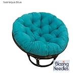 Microsuede Papasan Cushion / Floor Pillow / Pet Bed, 48 Inch Teal Aqua Blue, Compare to Bean Bag Chairs, Gaming Chairs by Blazing Needles