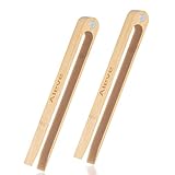 Toaster Tongs,2 Pack Magnetic Wooden Bamboo Toaster Tongs with Magnet Kitchen Tongs for Cooking,Toast Bread,Salad,Barbecue,Grilling,Baking,Frying,Bagels