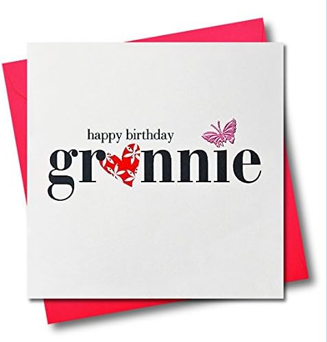 Claire Giles Greeting Cards, Happy Birthday Grannie Card, Heart and Flowers Design Birthday Greeting Card