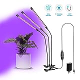 Grow Lights for Indoor Plants - Full Spectrum Red and Blue LED Grow Light - Small Gooseneck Lamp with Clamp and Timer - for Herb Garden, House Plant, Succulent, Cactus, Flowers, Bonsai Tree