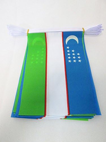 Guirlande 20 Drapeaux Ouzbékistan en Polyester, 45cm x 30cm, Multicolored
