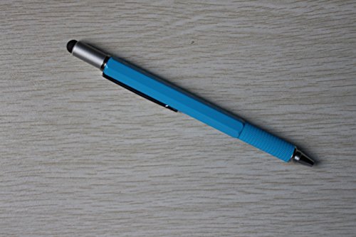 6 in 1 Multitool Pen with Gift Box - Includes 1 Ballpoint Pen, Universal Stylus Pen, Ruler,Flat and Phillips Screwdriver Bit, Level Gauge - The Perfect Multi-Function Gadget (Sky blue) - Thumbnail 5