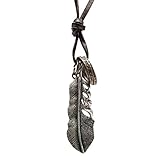 Vintage Holy Feathers Men's Pendant Leather Chain Cross Necklace