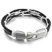 INBLUE Men,Women's Alloy Genuine Leather Bracelet Bangle Rope Black Silver Tone Brown White