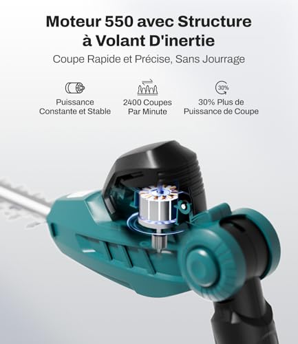 KIESBOHR CSL401 Telescopic Hedge Trimmer – Compatible with Makita 18V Batteries – Cutting Width 41 cm (16 mm) – 11 Adjustable Cutting Angles – Maximum Height 2.62 m (Battery Not Included)