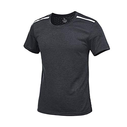 iYBUIA Men's Sport Fast-Dry O-Neck T-Shirt Fitness Breathable Top Blouse - Thumbnail 4