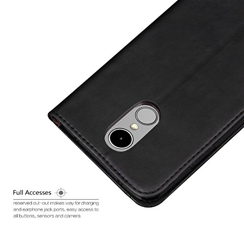 LG K10 2018 Case, LG K30 Case,LG K10 Alpha Sturdy Case,RUIHUI Luxury Leather Wallet Folding Flip Protective Shock Resistant Case Cover with Card Slots,Kickstand and Magnetic Closure (Black)