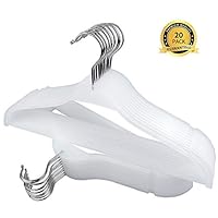 meqution Heavy Duty Plastic Coat Hangers,Non-Slip Durable and Standard Everyday Clothes Hangers with 360 ° Swivel Hook,Value Pack of 20 Clothing Hangers,White