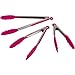 Magenta Kitchen Tongs - Set of 3 Cooking Tongs